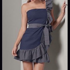 Venus Ruffle Detail Denim Dress